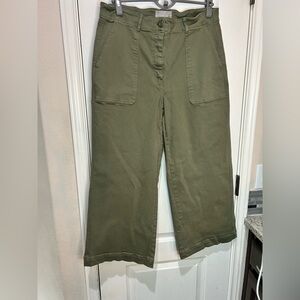 Everlane Utility Wide Leg Cropped Pant Green Sz 14 High Rise Modern Relaxed